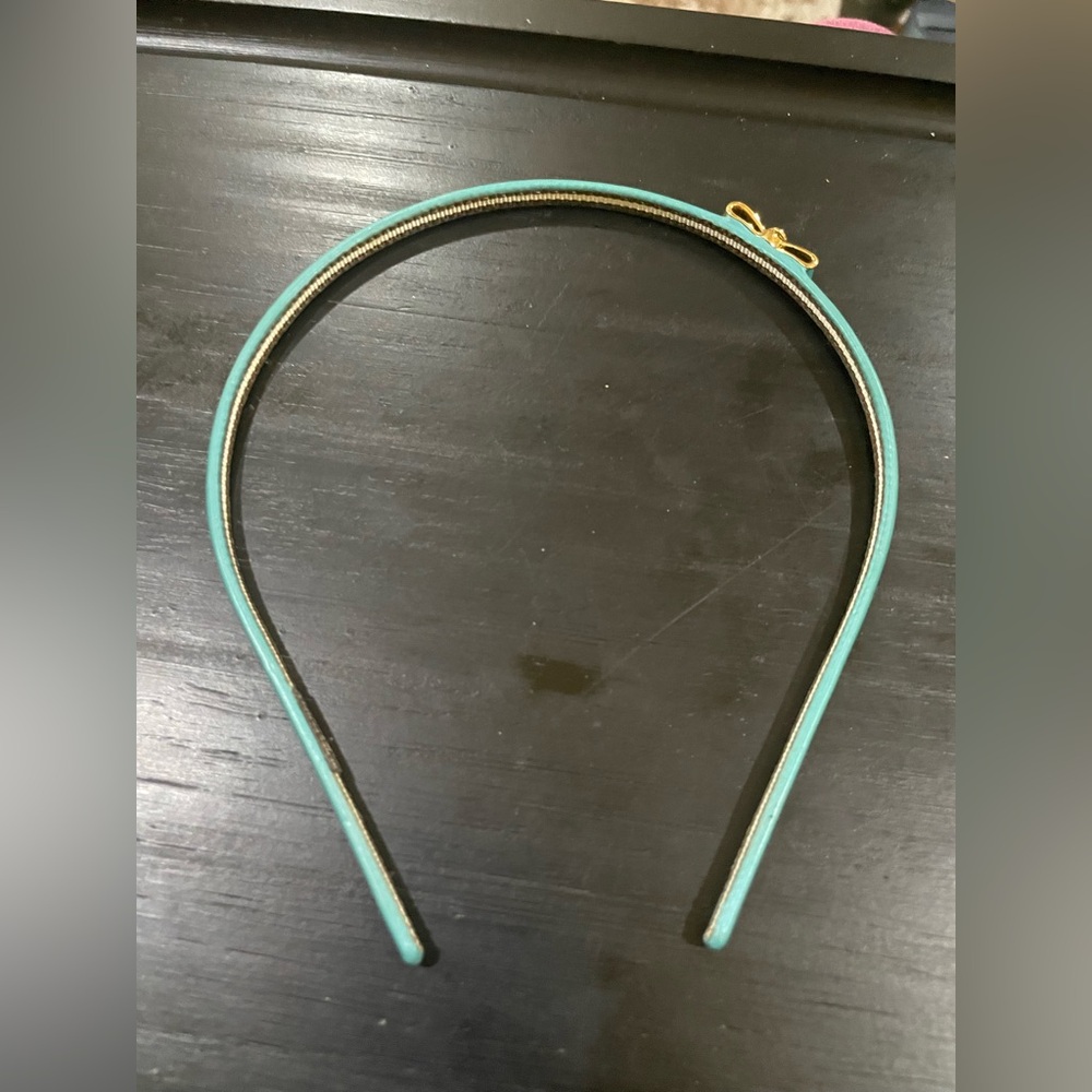 EUC Henri Bendel Elegant Teal Headband with Gold Accent